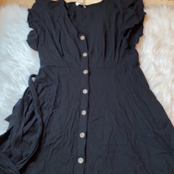 black button dress with tie belt - Picture 4 of 4